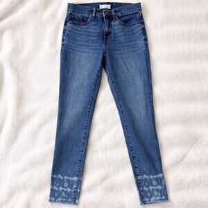 LOFT Slim Pocket Skinny Jeans Size 25/0 Frayed Hem Bleach Tie Dye Ankle Detail